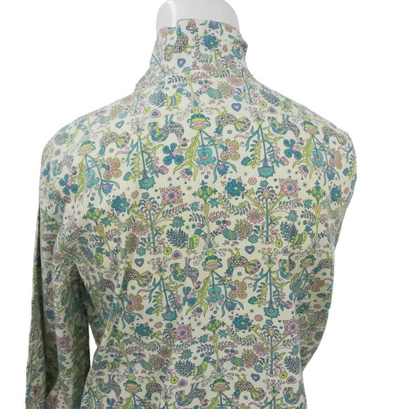 Vintage Handmade Button Front Tie Neck Bow 3/4 Sleeve Blouse Size L? Birds - Picture 10 of 12